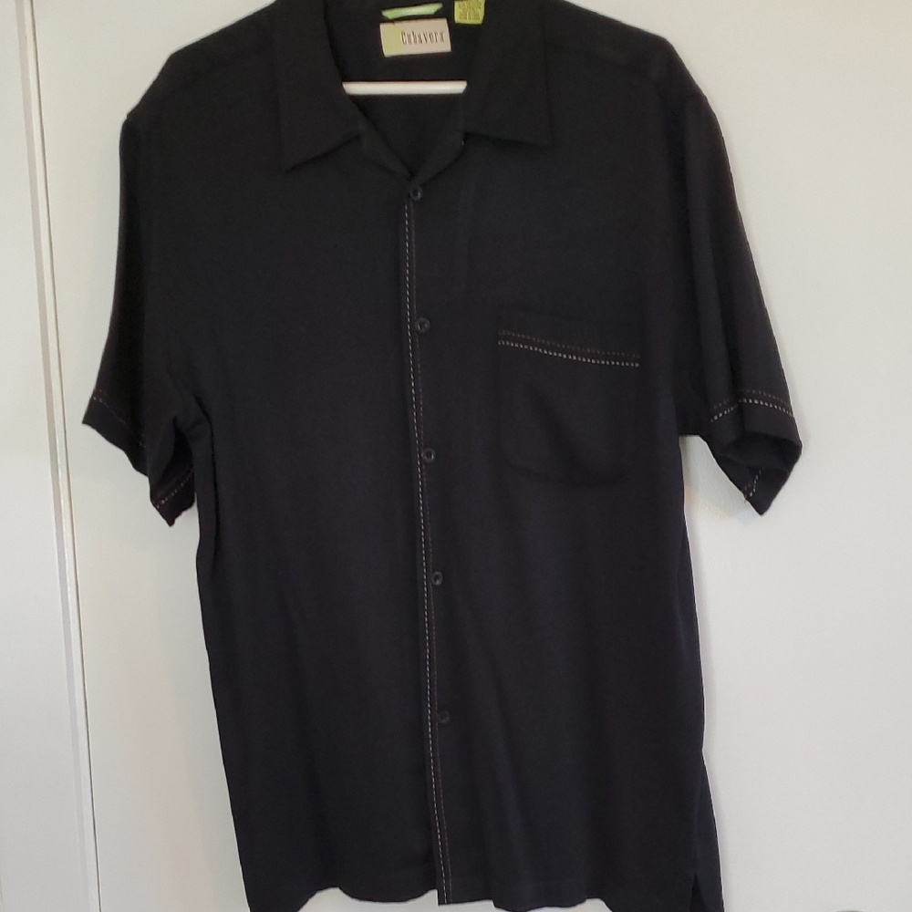 Cubavera Black Men's Casual Button Down Shirt